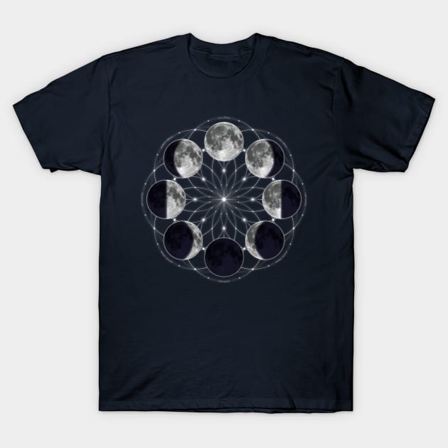 Moon Phases Mandala T-Shirt by meownarchy